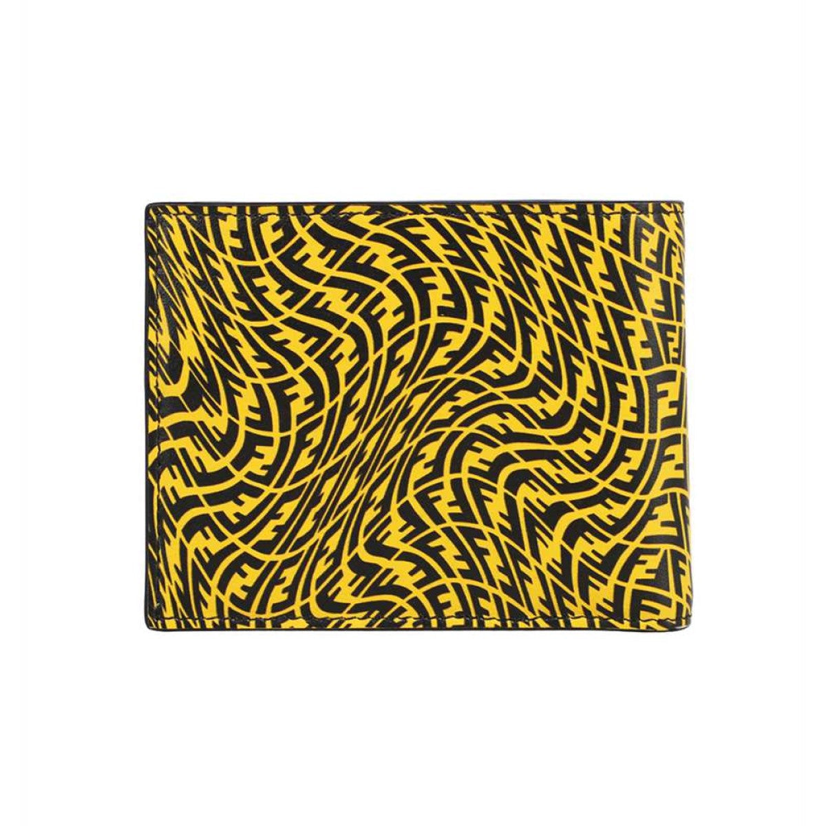 Fendi x Sarah Coleman FF Vertigo Yellow Black ID Bifold Wallet 7M0303