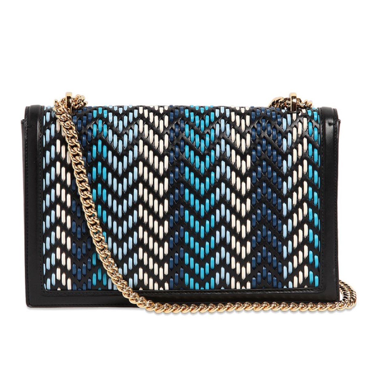 Ferragamo Ginny Multi Blue Plaited Calf Leather Shoulder Handbag G172/01