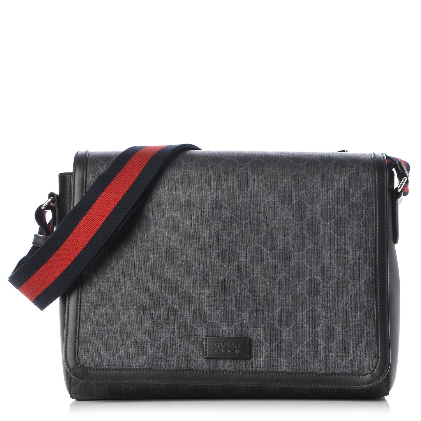 Gucci GG Black Canvas Web Strap Large Messenger Shoulder Bag