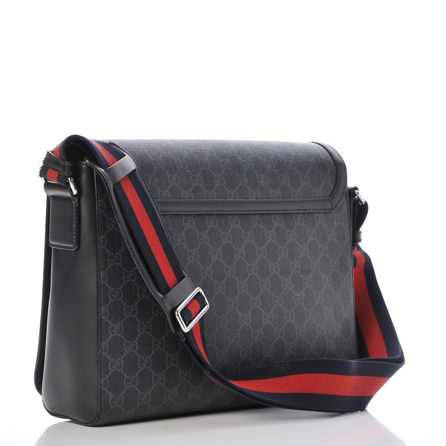 Gucci GG Black Canvas Web Strap Large Messenger Shoulder Bag