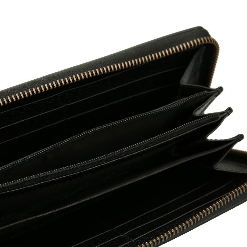 Gucci Bee Star Black Leather Continental Zip Around Wallet 495062