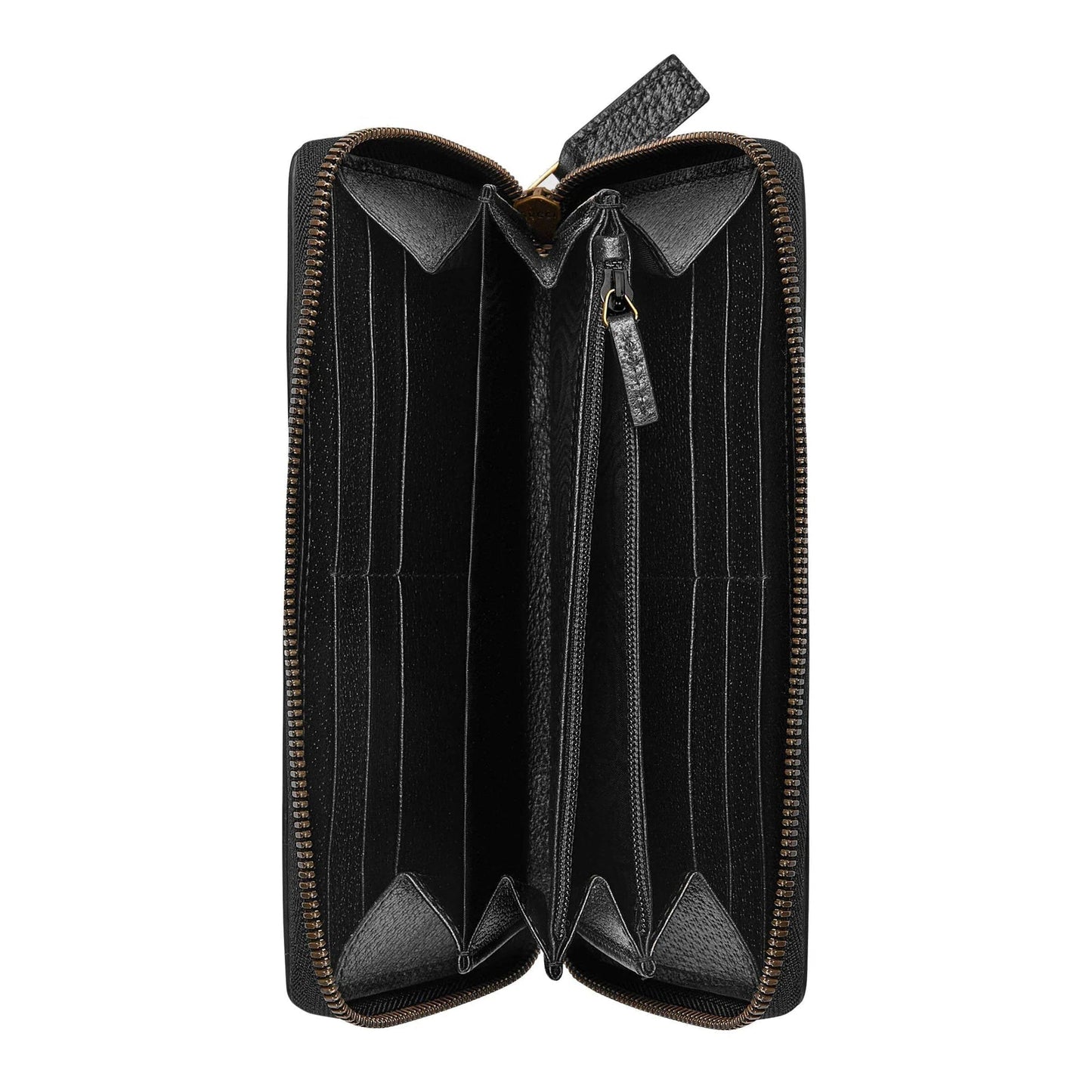 Gucci Bee Star Black Leather Continental Zip Around Wallet 495062