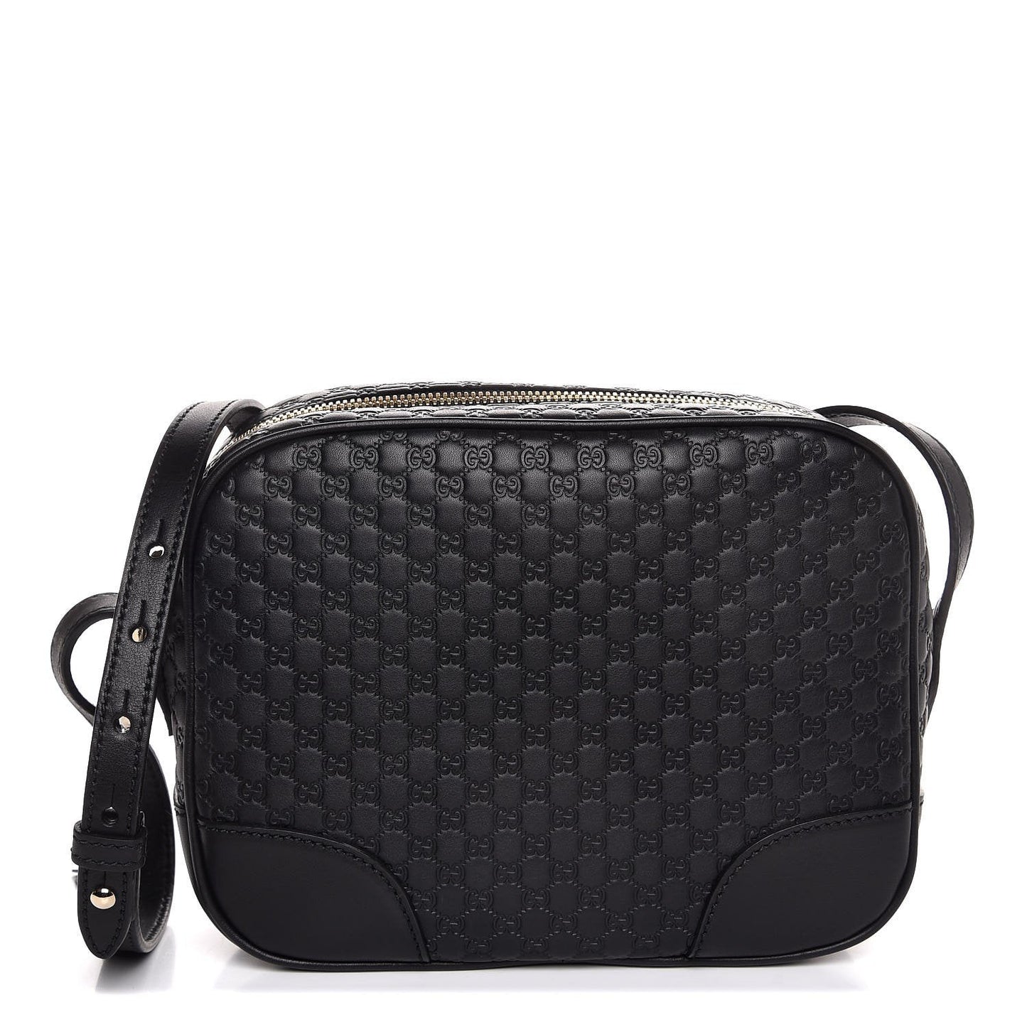 Gucci Bree Black Leather Microguccisima GG Cross Body Bag