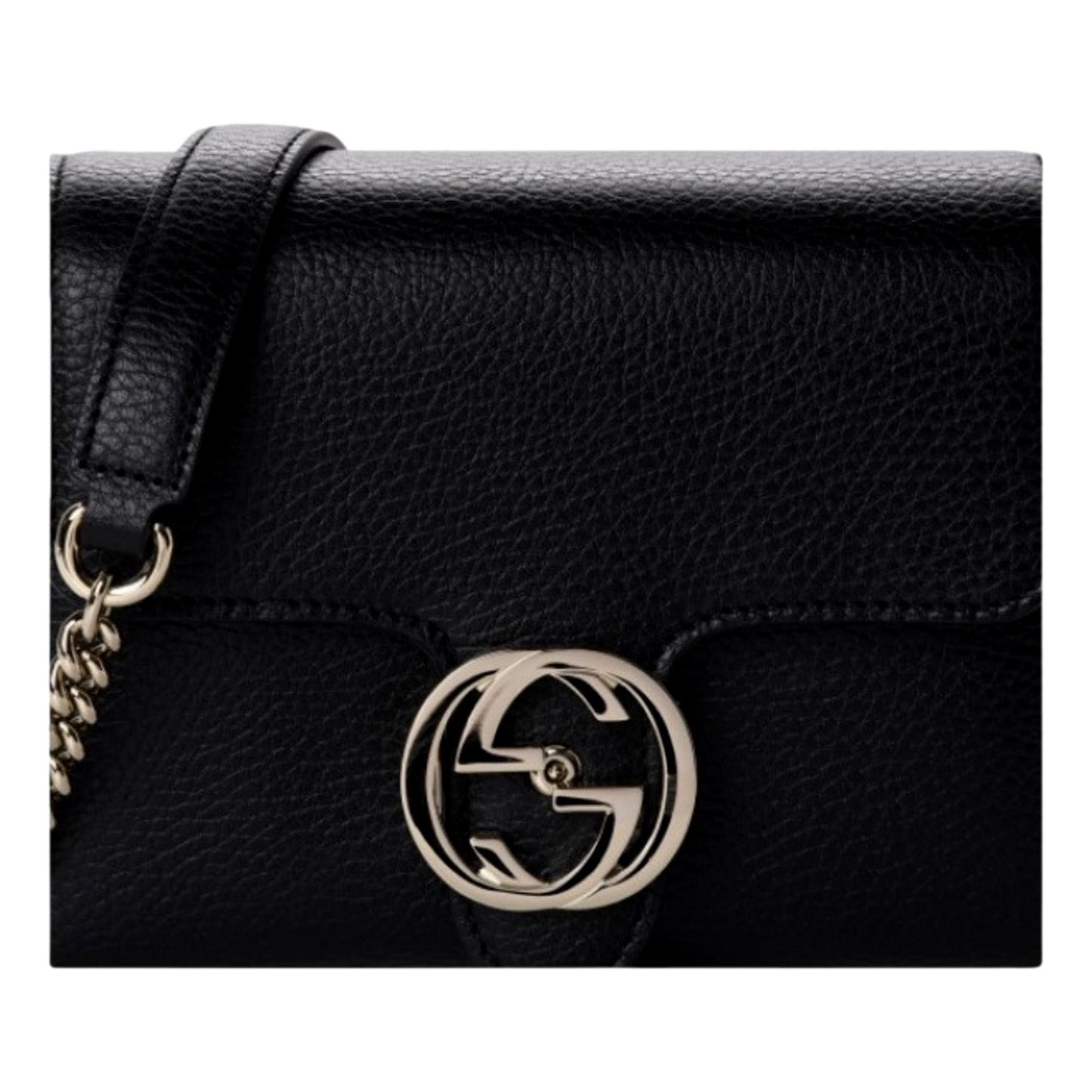 Gucci Dollar Calfskin Interlocking G Black Small Crossbody Bag 607720
