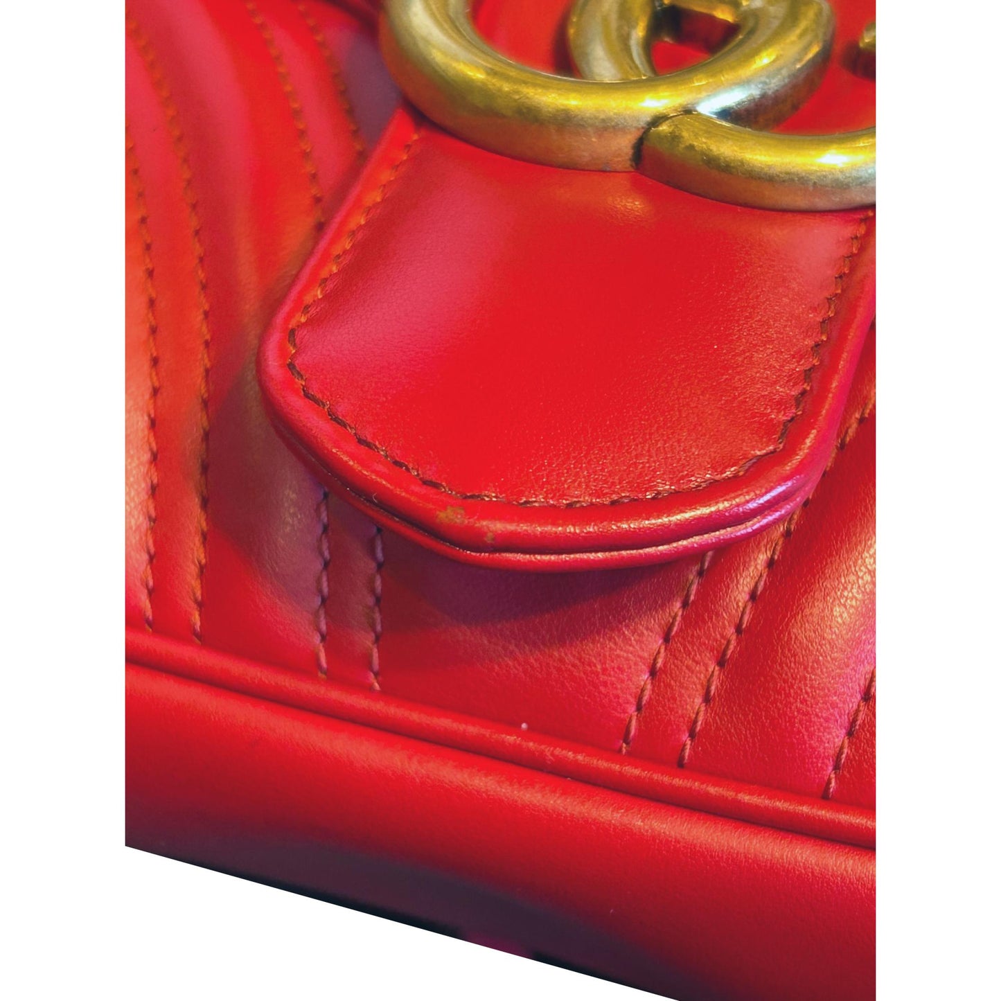 Gucci GG Marmont Hibiscus Red Matelasse Leather Small Shoulder Bag