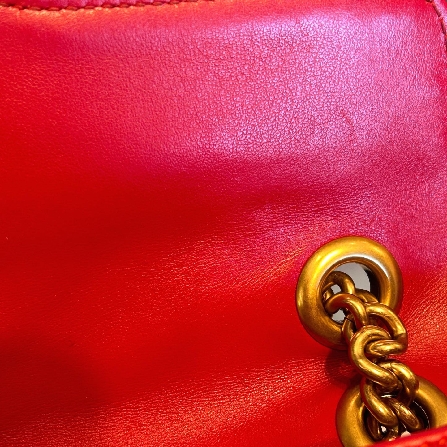Gucci GG Marmont Hibiscus Red Matelasse Leather Small Shoulder Bag