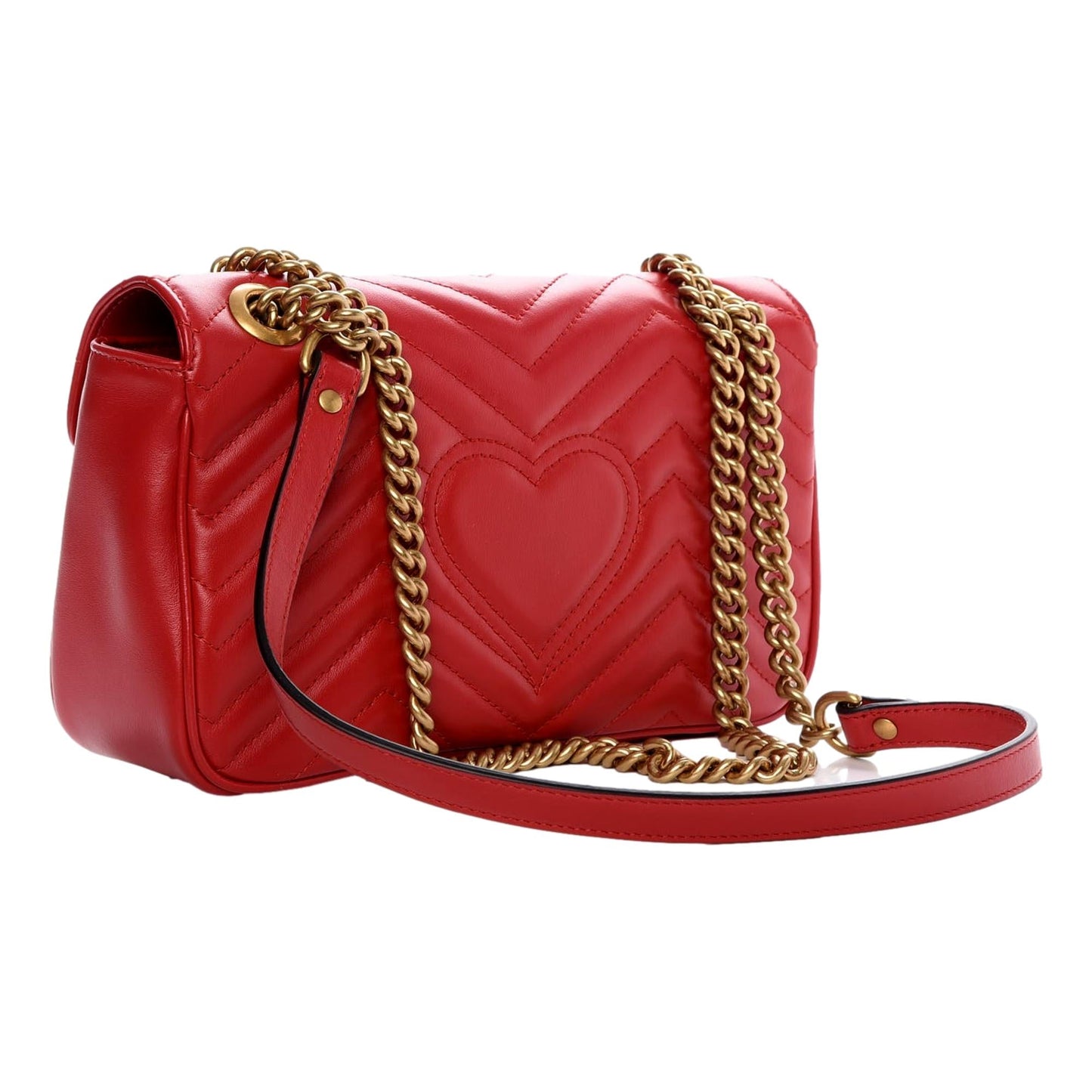Gucci GG Marmont Hibiscus Red Matelasse Leather Small Shoulder Bag