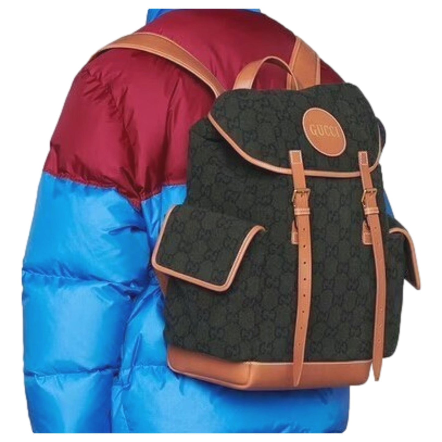 Gucci Dark Green Wool Guccisima GG Large Backpack