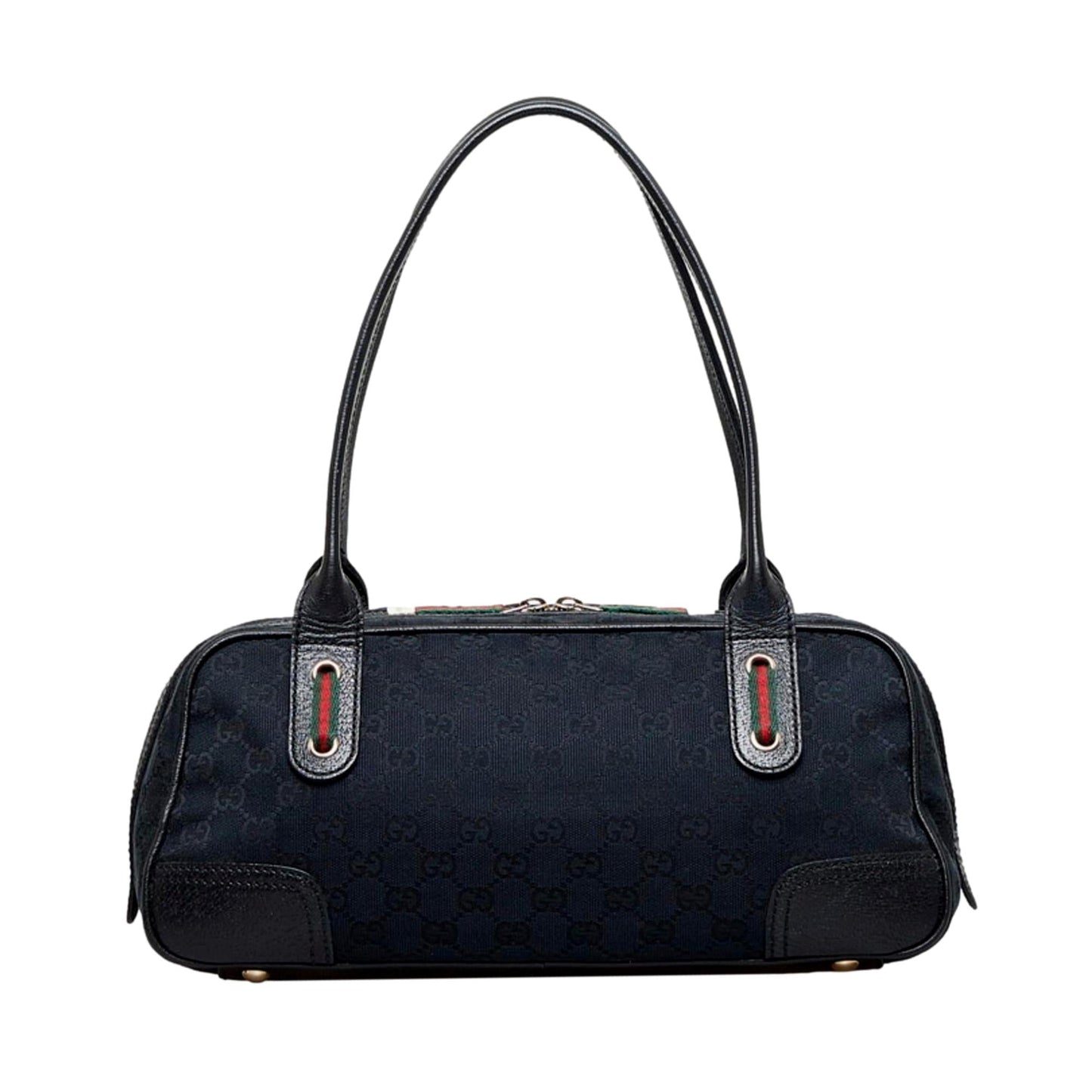 Gucci GG Supreme Canvas Princy Bow Black Leather Trim Boston Bag