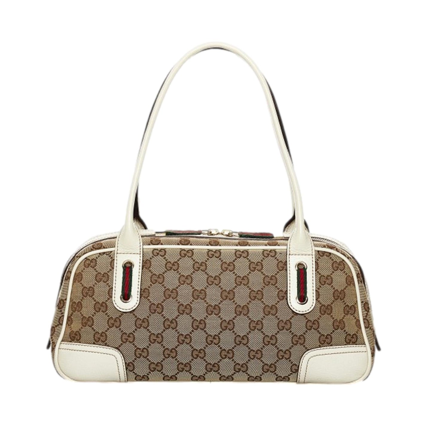 Gucci GG Supreme Canvas Princy Bow Ivory Leather Trim Boston Bag