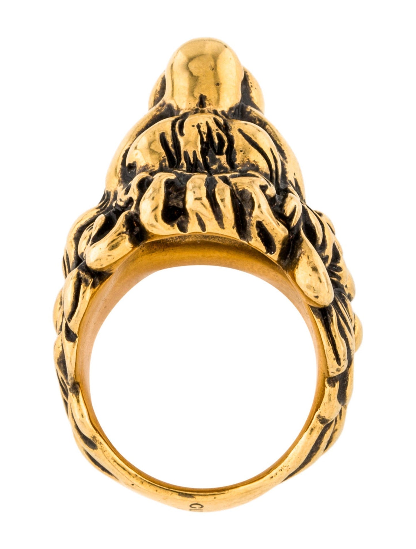 Gucci Lionhead Gold-tone GG Pearl Ring Size 13/6.5 418289