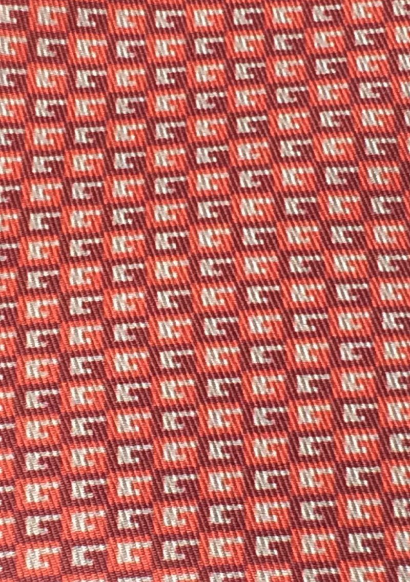Gucci Men's Geometric Red Orange Silk Necktie 349407