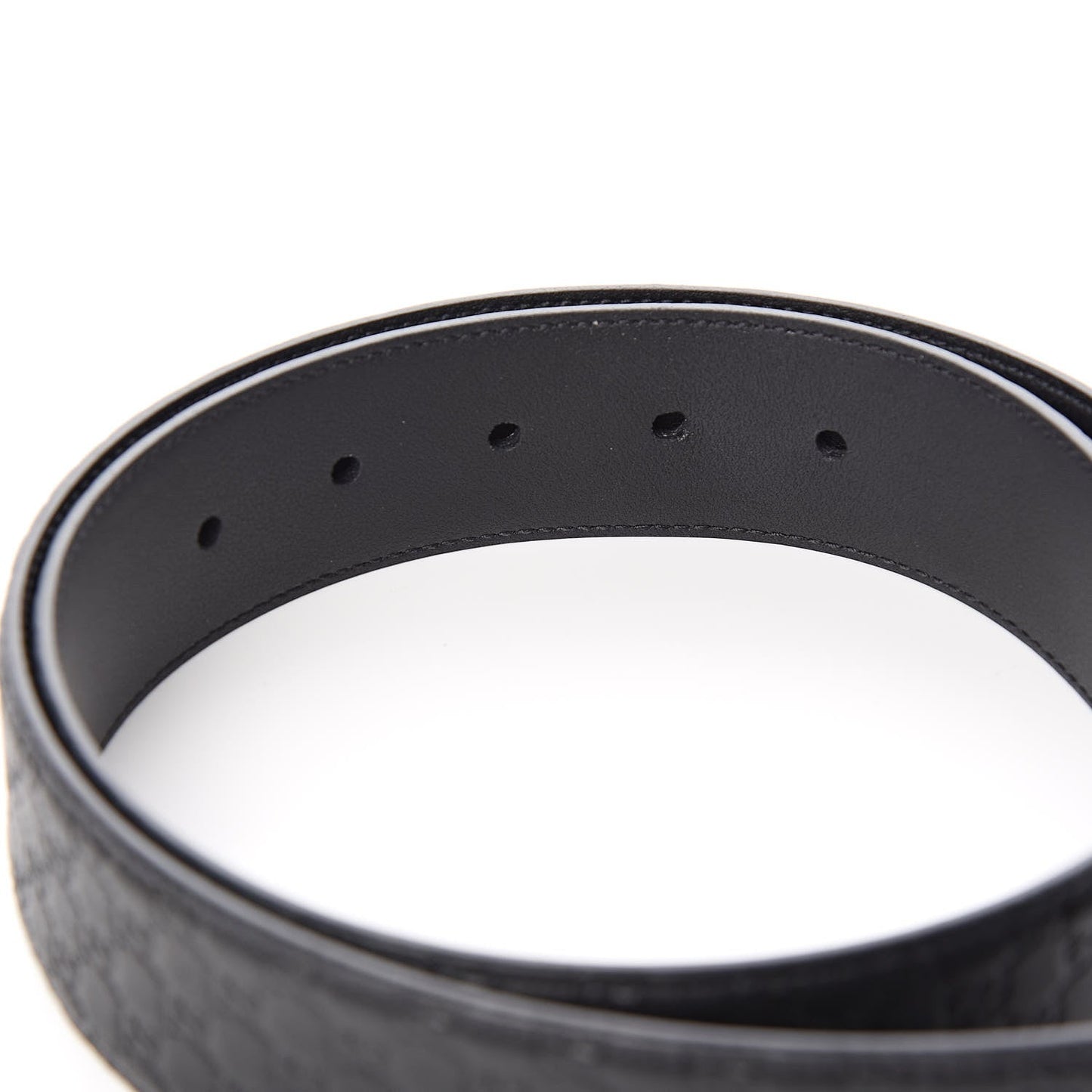 Gucci Microguccissima Black Calf Leather Gold Buckle Belt Size 95/38