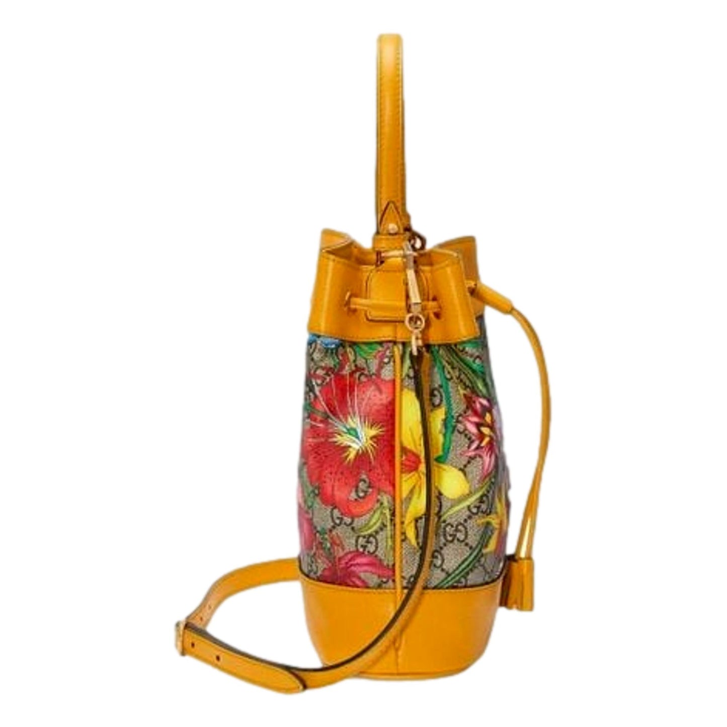 Gucci Ophidia Microguccissima Floral Print Canvas Bucket Bag 550621