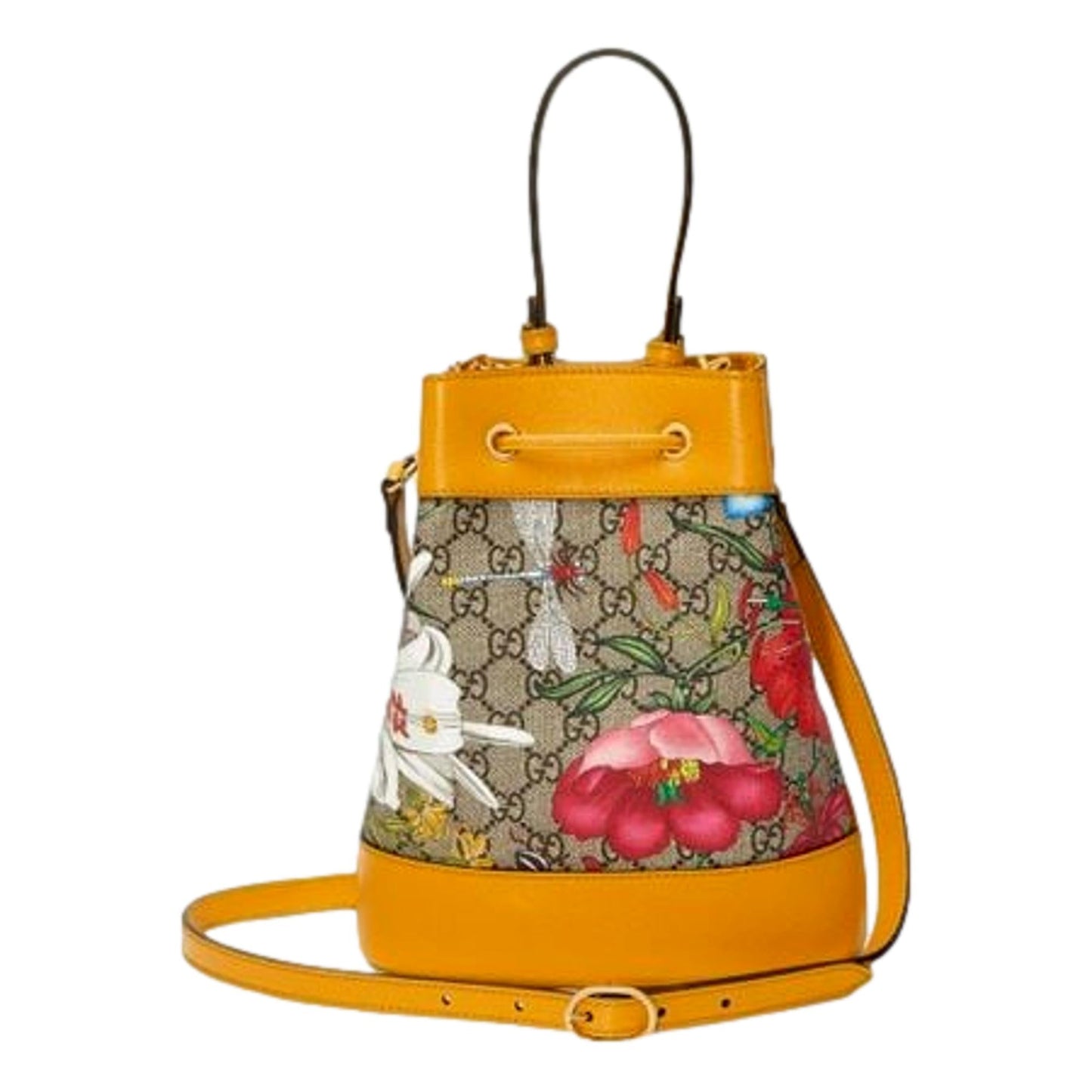 Gucci Ophidia Microguccissima Floral Print Canvas Bucket Bag 550621