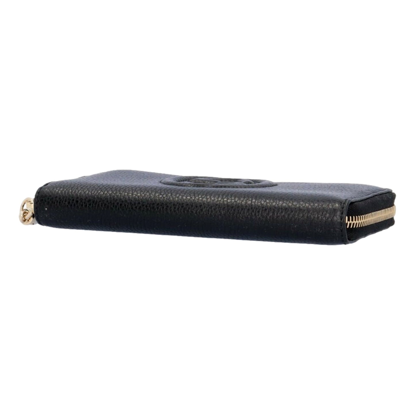 Gucci Soho Cellarius GG Continental Zip Around Wallet Black Leather