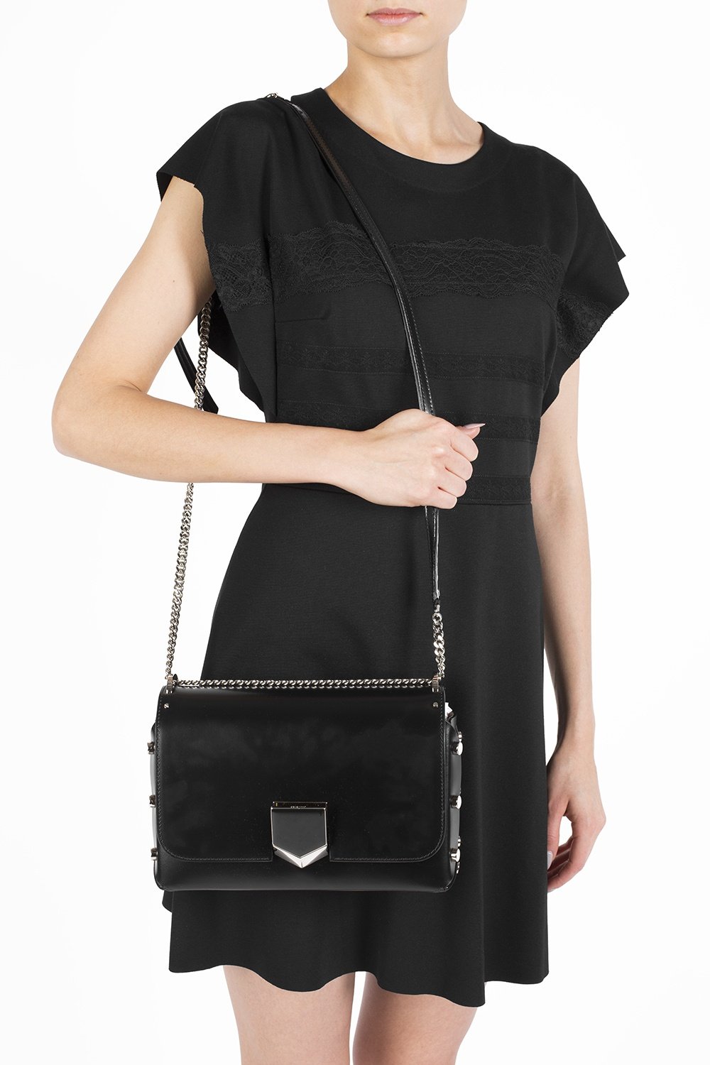 Jimmy Choo Black Chrome Lockett City Leather Cross Body Bag SBK012573