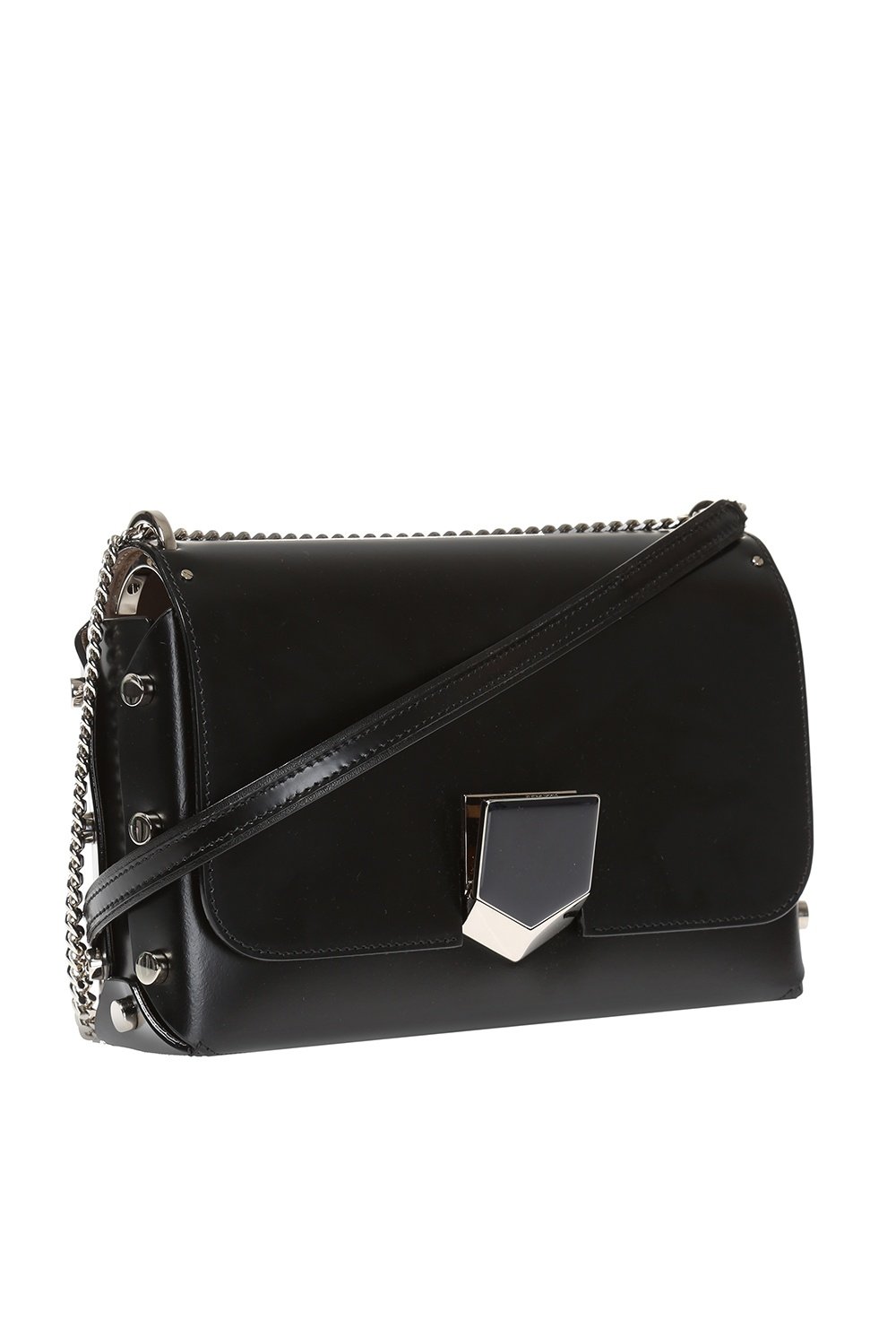 Jimmy Choo Black Chrome Lockett City Leather Cross Body Bag SBK012573