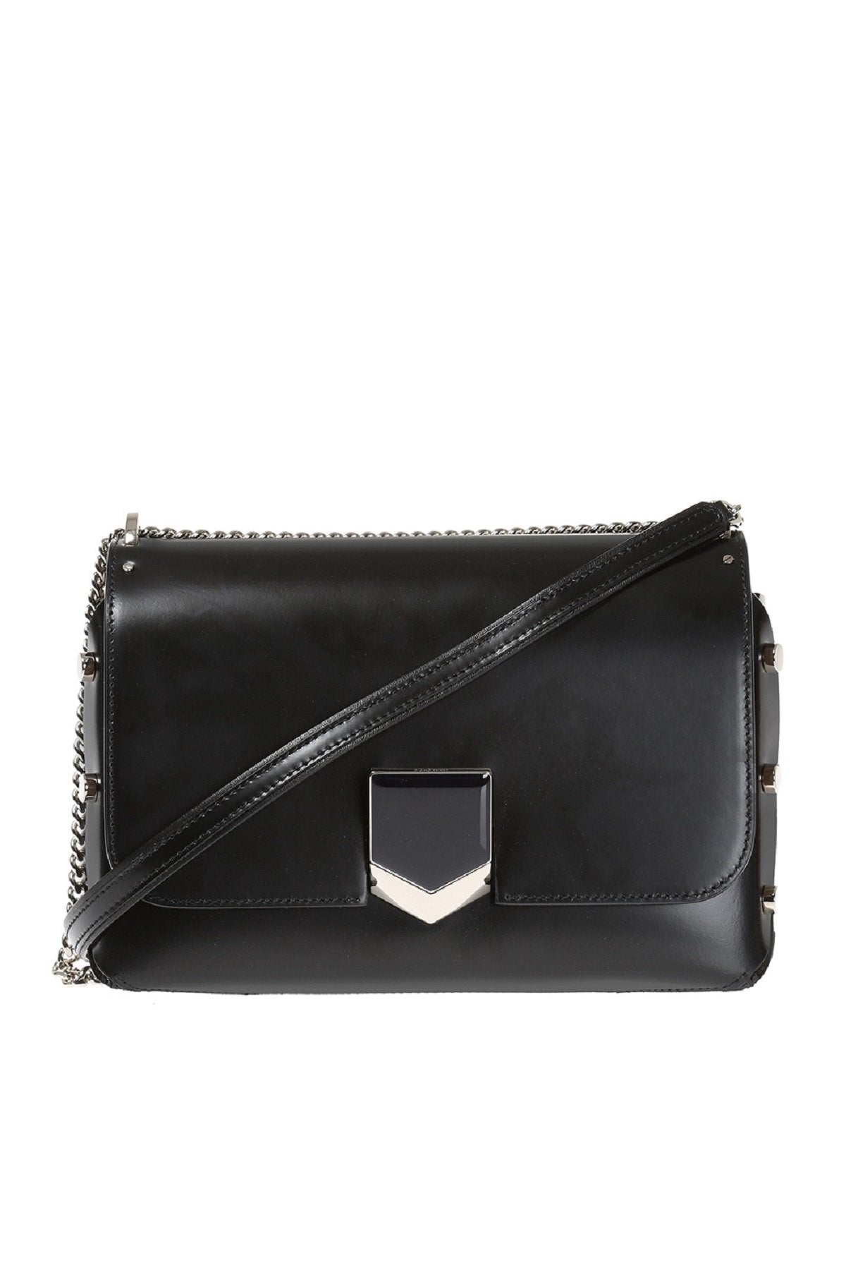 Jimmy Choo Black Chrome Lockett City Leather Cross Body Bag SBK012573