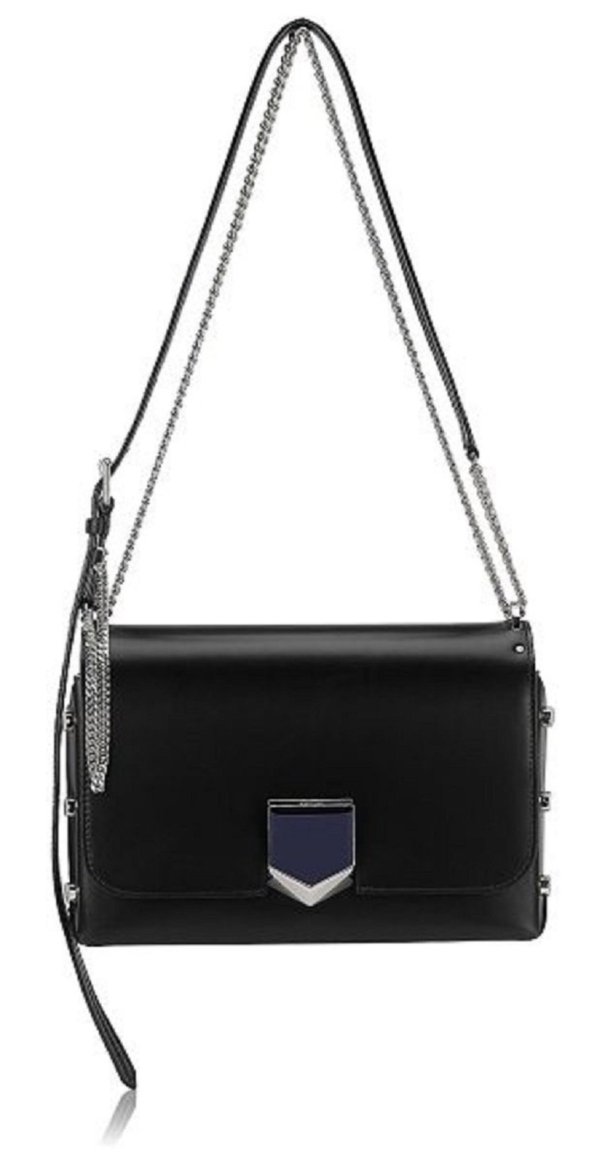 Jimmy Choo Black Chrome Lockett City Leather Cross Body Bag SBK012573