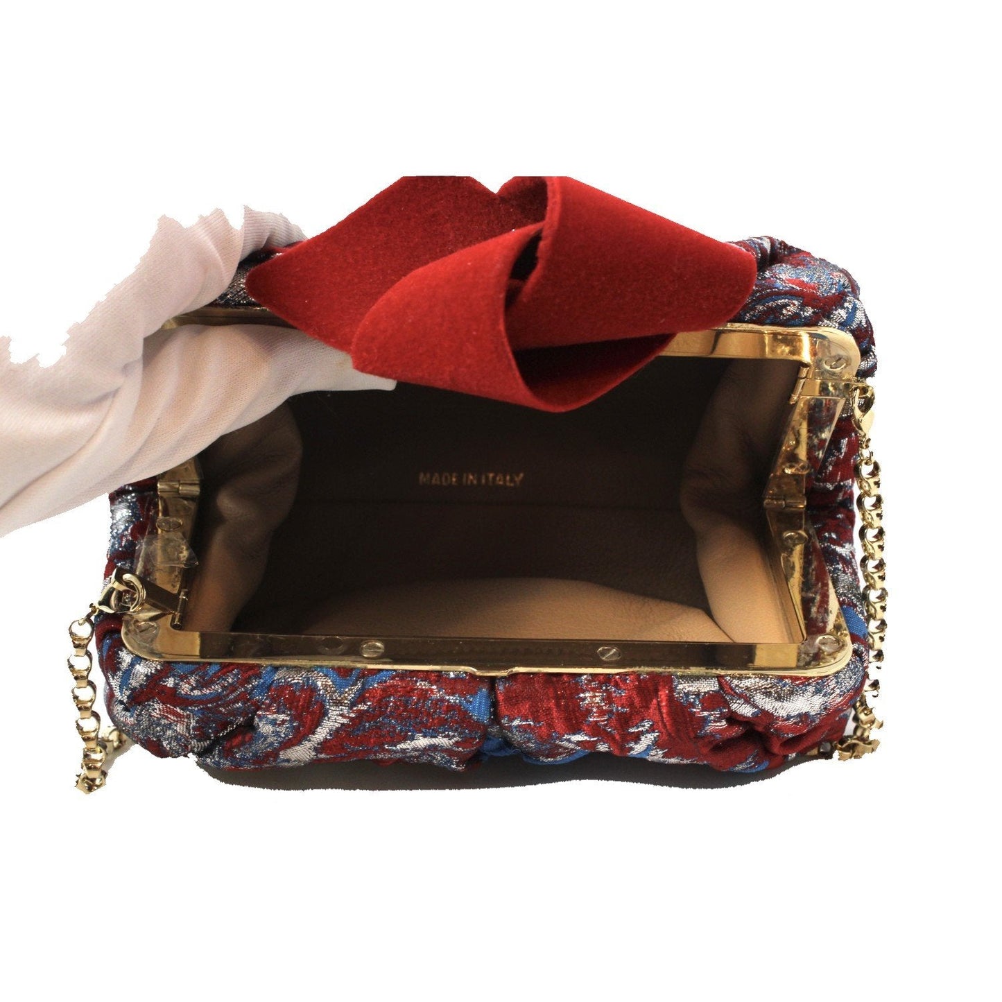 Jimmy Choo Cara Floral Brocade Flocked Knot Closure Clutch FBK/ROBOT