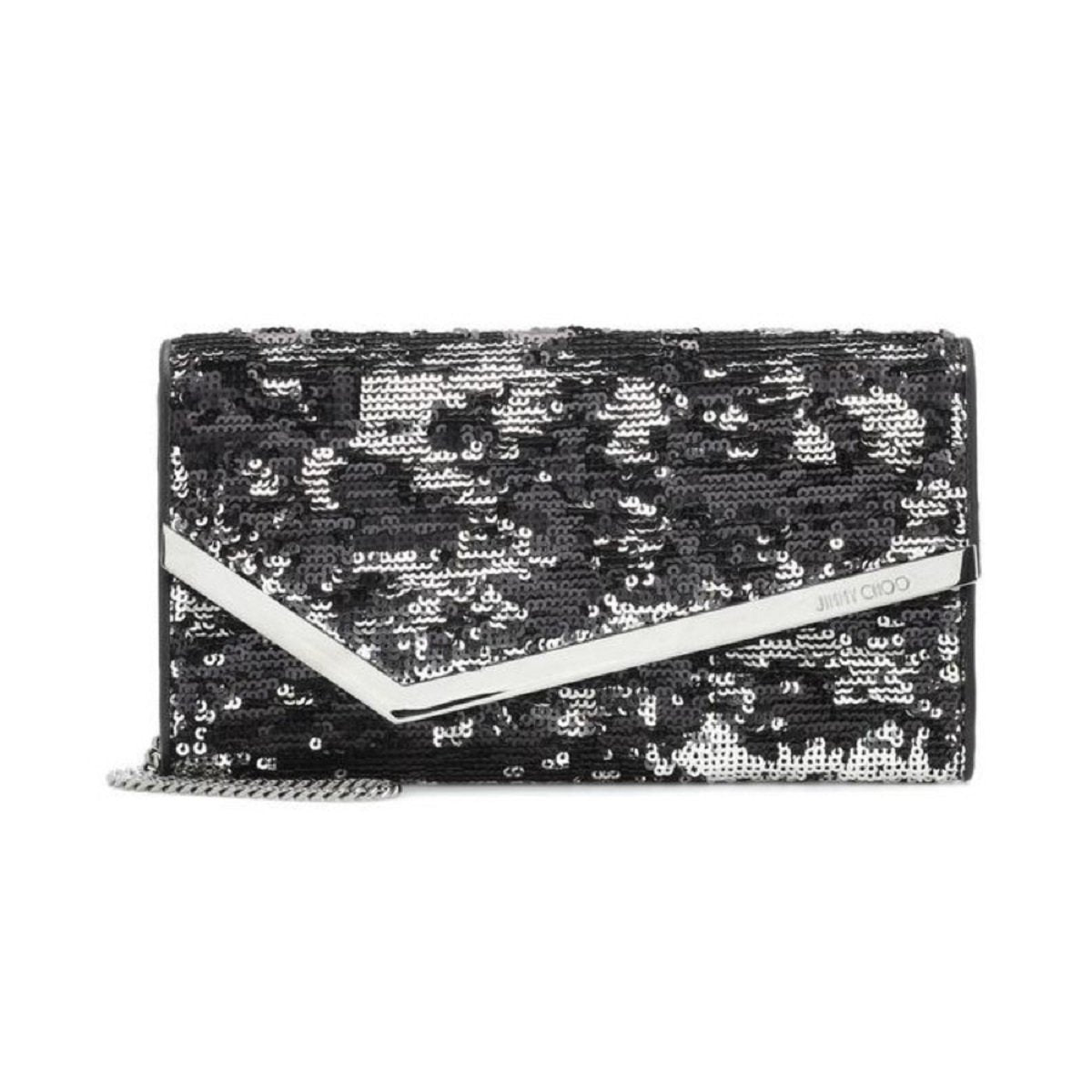 Jimmy Choo Emmie Black Silver Double Faced Sequins Handbag DFS/000071