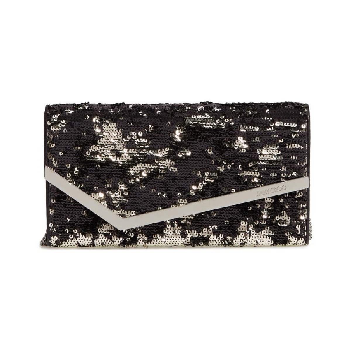 Jimmy Choo Emmie Black Silver Double Faced Sequins Handbag DFS/000071