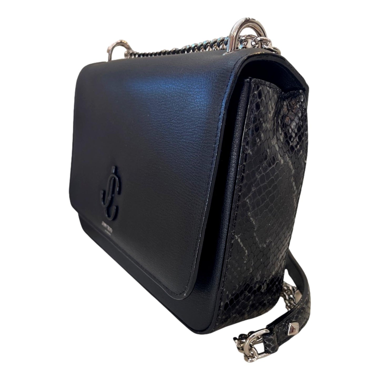Jimmy Choo JC Anthracite Snake Print Leather Shoulder Bag OGLF | 028