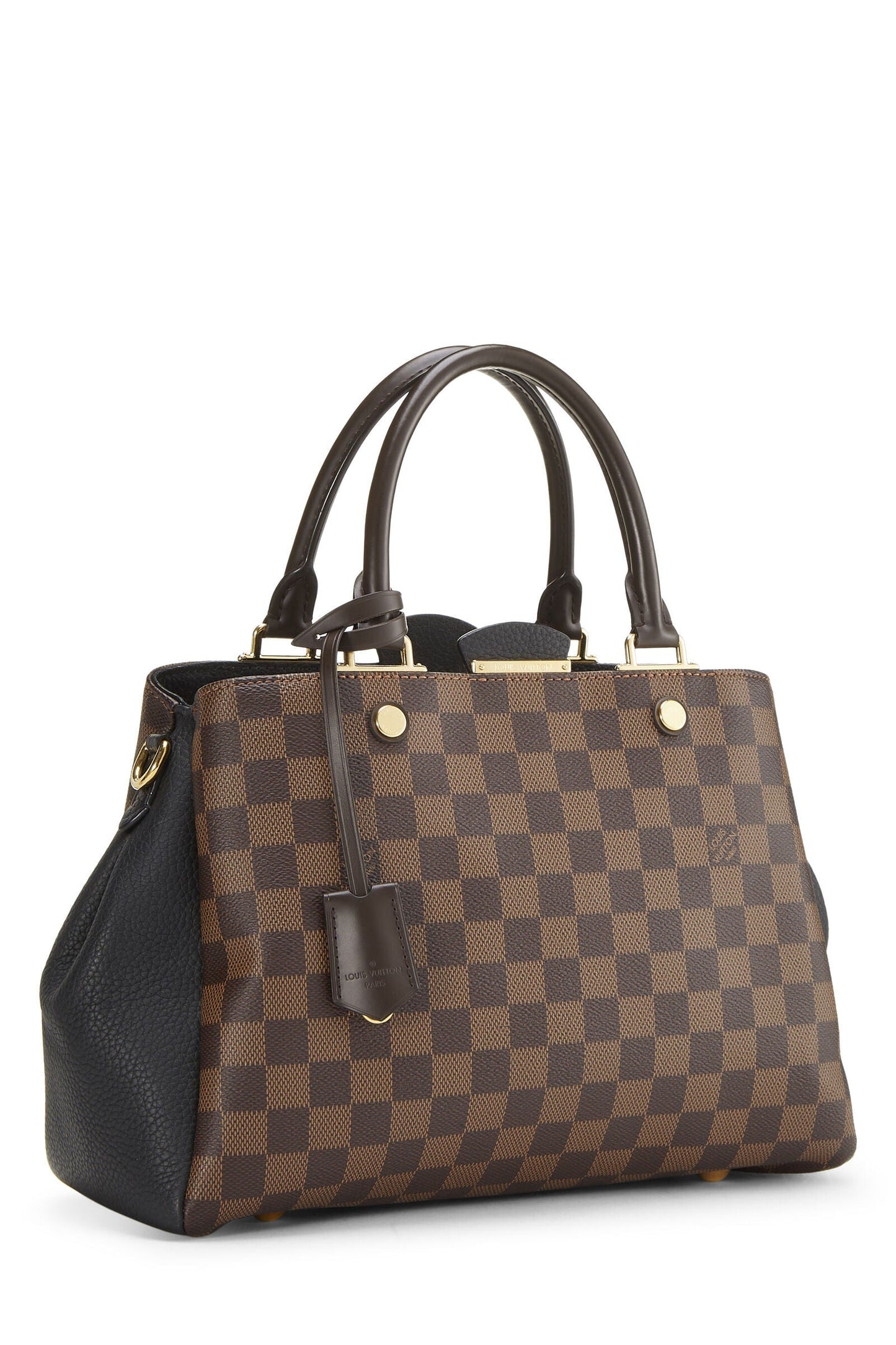 Louis Vuitton Brittany Damier Brown Black Leather Satchel Bag