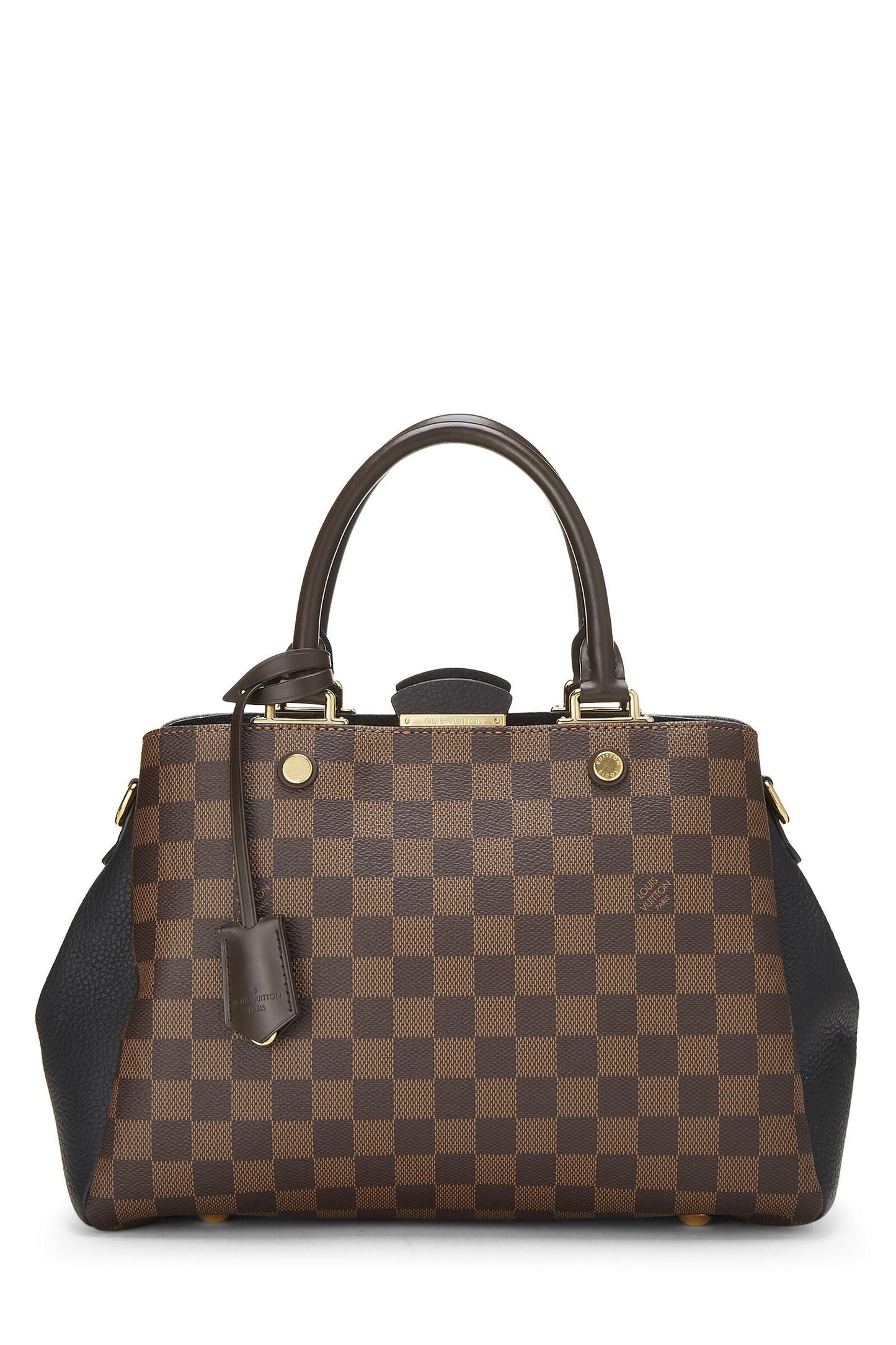 Louis Vuitton Brittany Damier Brown Black Leather Satchel Bag