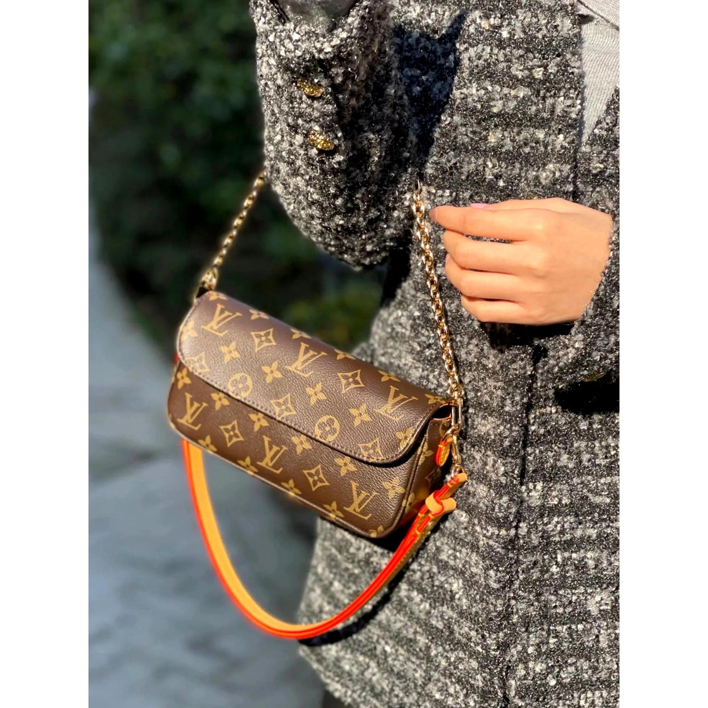 Louis Vuitton Ivy Brown Monogram Wallet on Chain Crossbody Bag