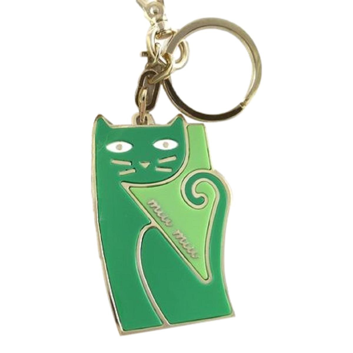 Miu Miu Trick Metallo Verde Green Cat Keychain Charm 5TM069