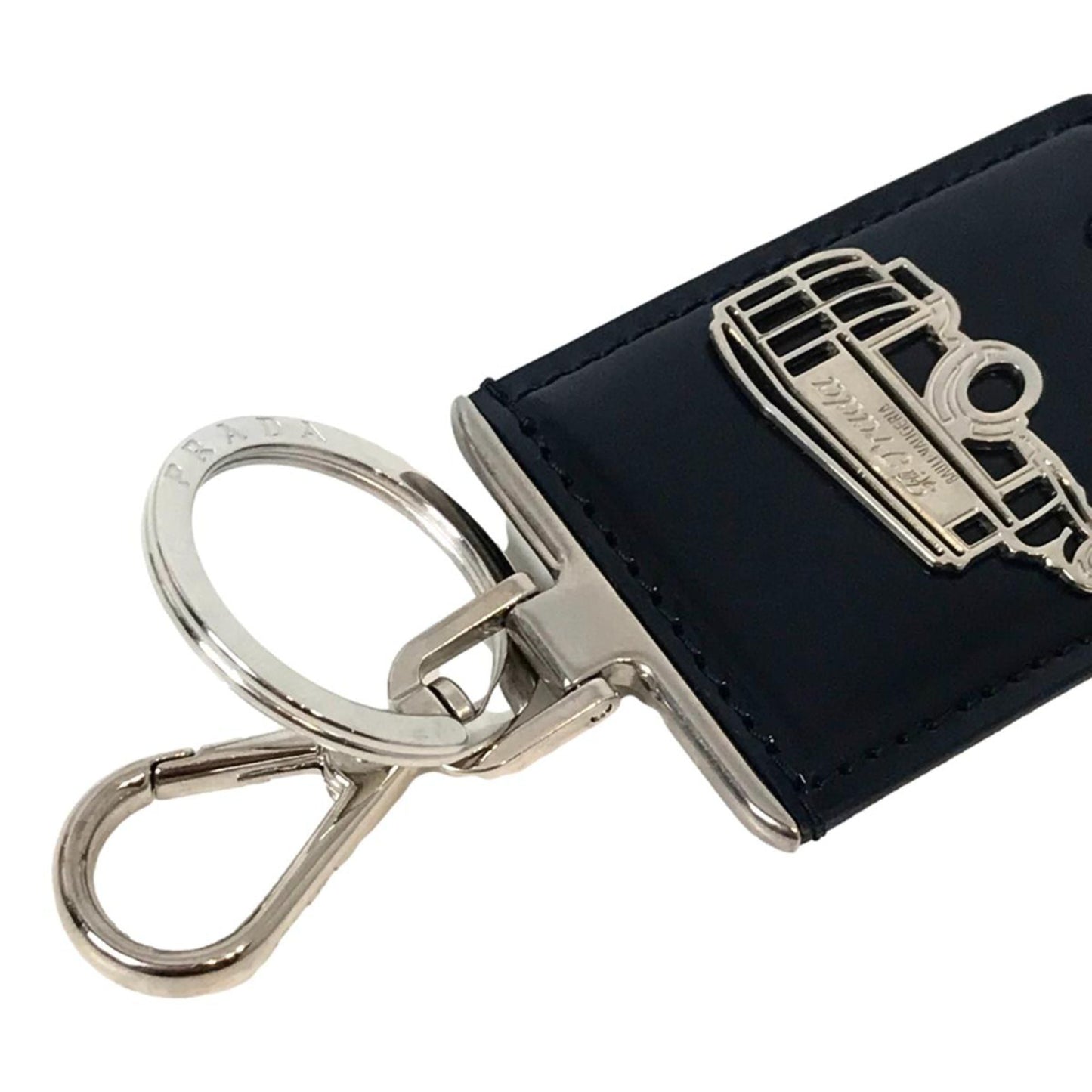 Prada Automobile Black Patent Leather Keychain