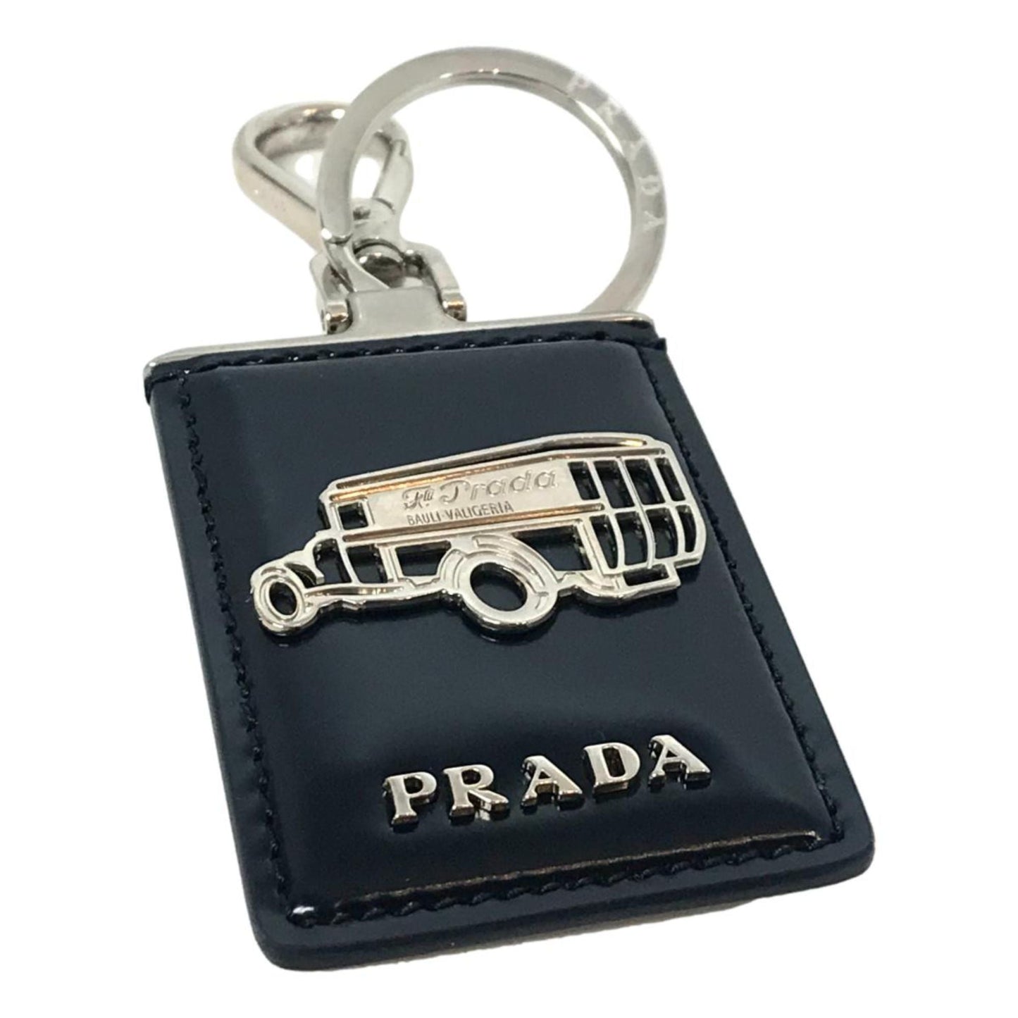 Prada Automobile Black Patent Leather Keychain