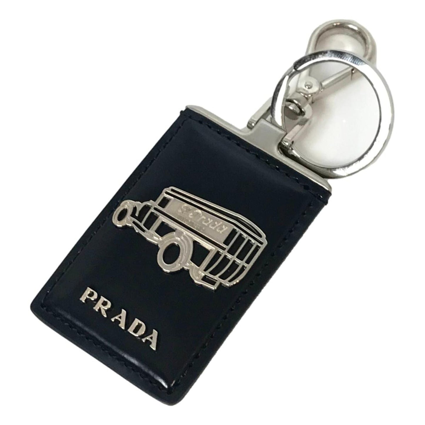 Prada Automobile Black Patent Leather Keychain