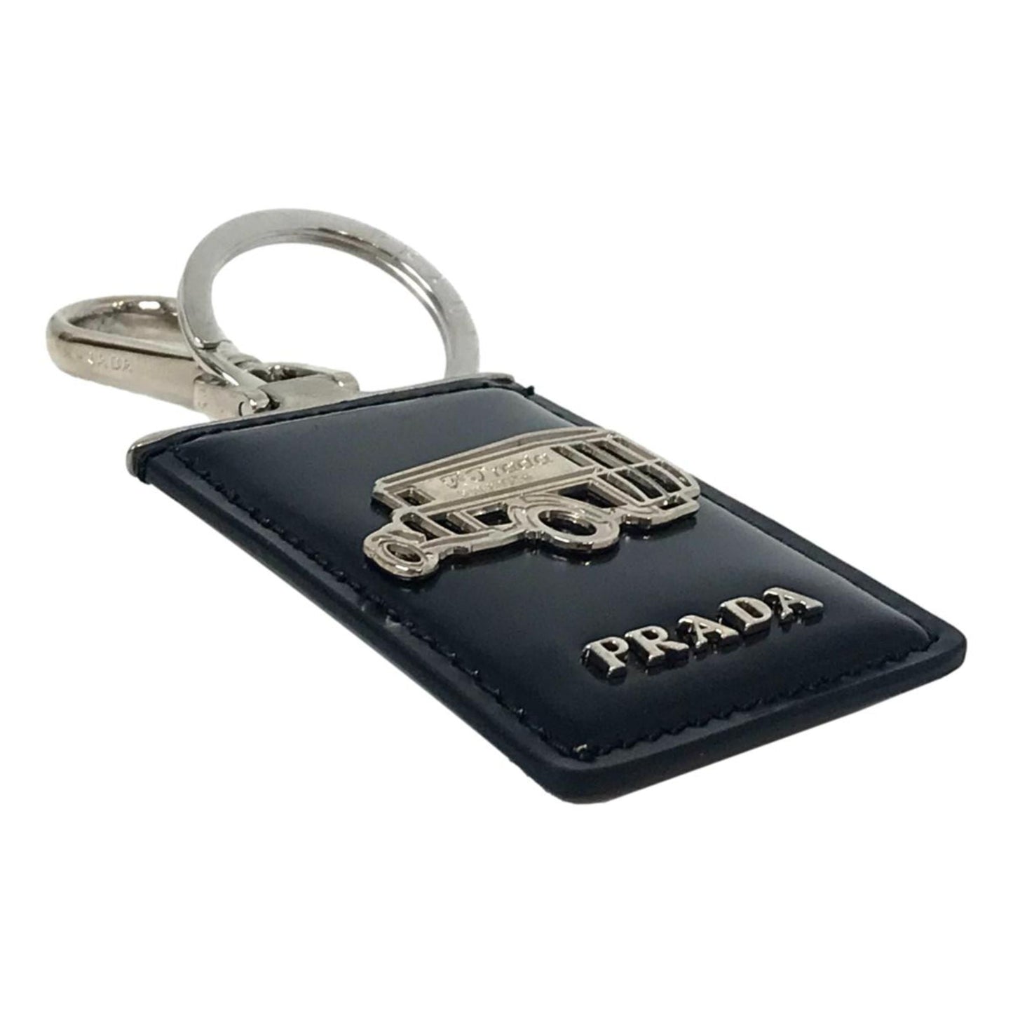 Prada Automobile Black Patent Leather Keychain