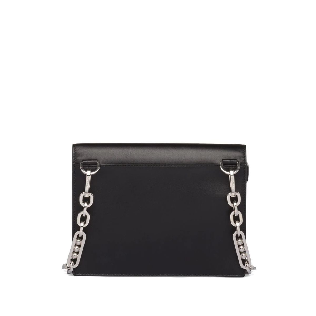 Prada Black City Calfskin Leather Red Jewels Chain Shoulder Bag 1DH101