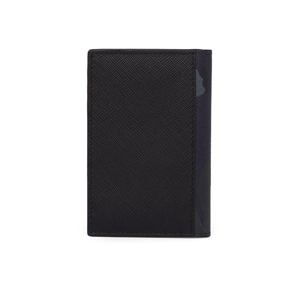 Prada Black Saffiano Leather Camouflage Print Vertical Card Holder 2MC101