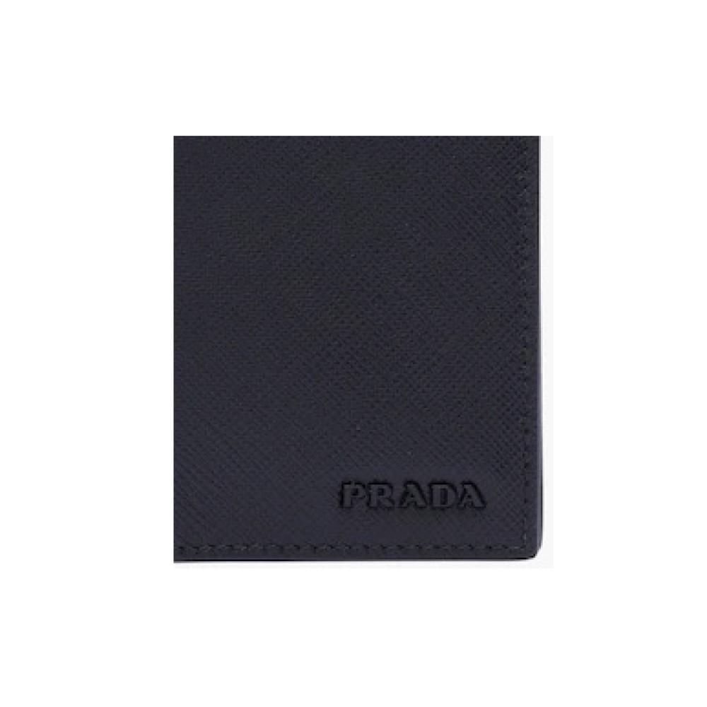 Prada Black Saffiano Leather Camouflage Print Vertical Card Holder 2MC101