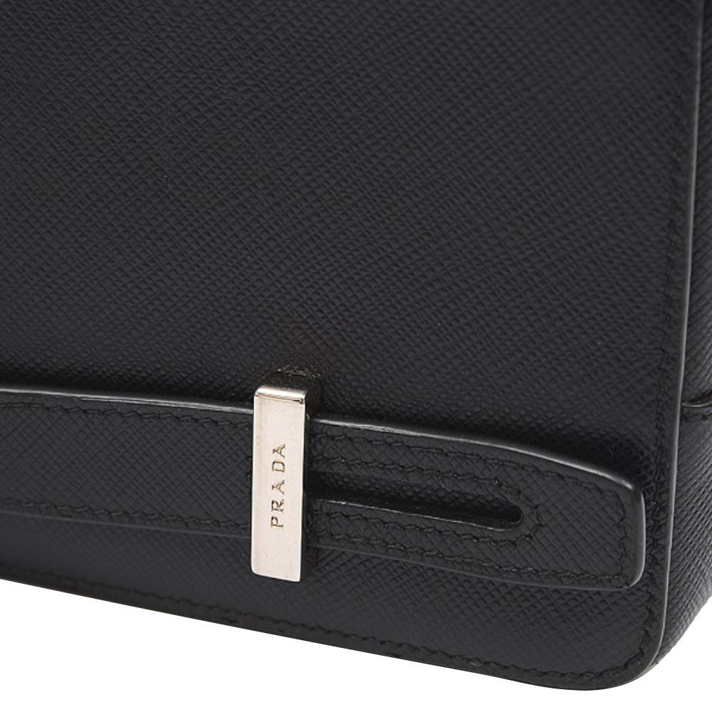 Prada Saffiano Leather Black Phone Case Clutch Bag 2ZH064