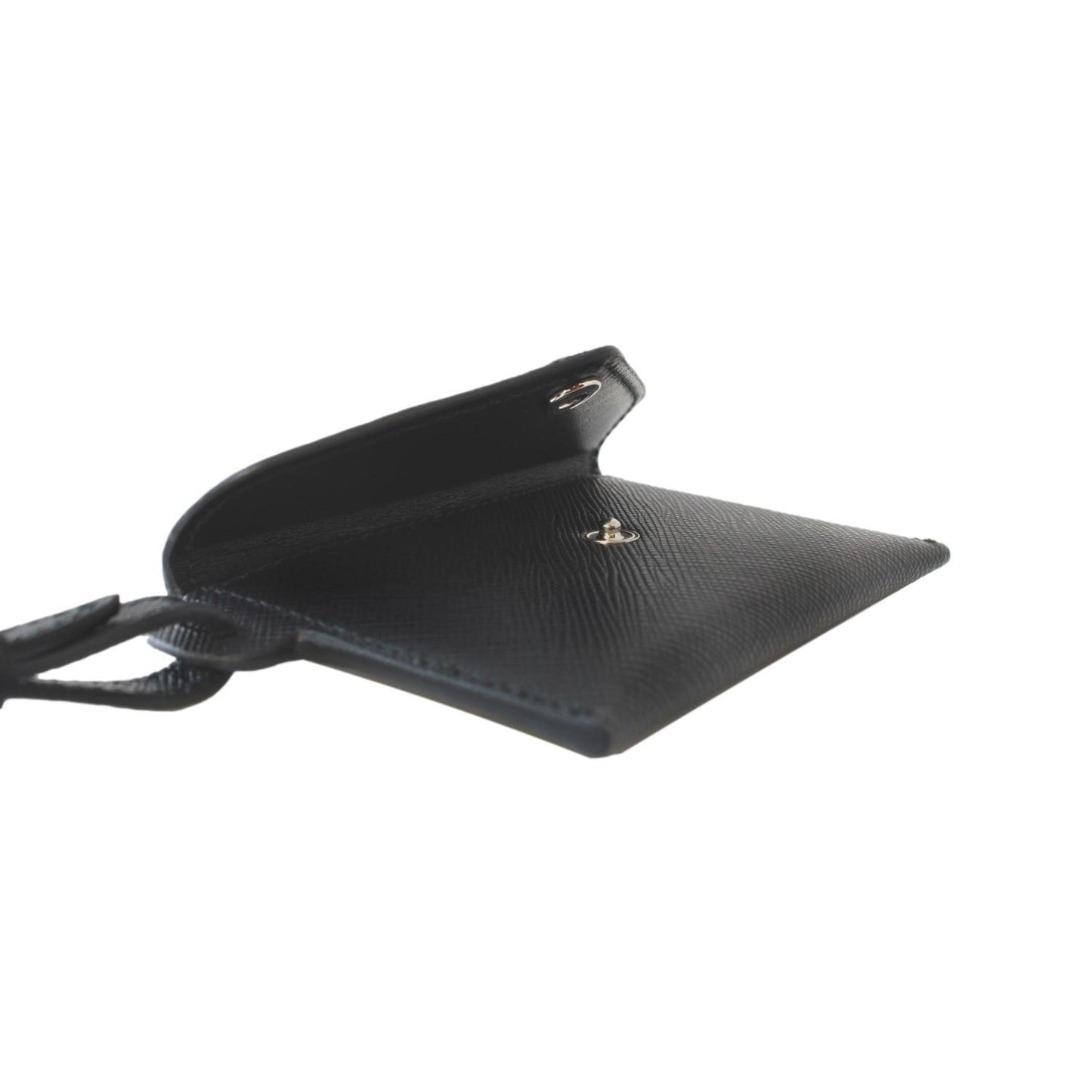 Prada Black Saffiano Leather Envelope Luggage Tag Keychain