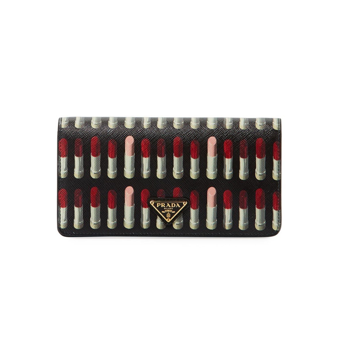Prada Black Saffiano Leather Lipstick Mini Cross Body Handbag 1DH044