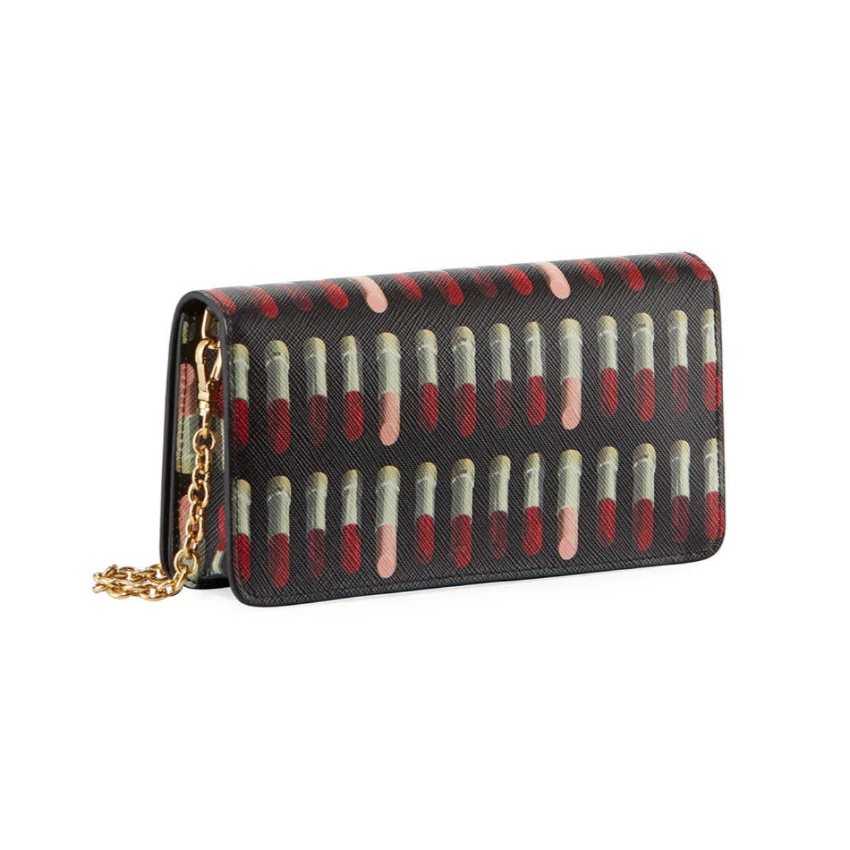 Prada Black Saffiano Leather Lipstick Mini Cross Body Handbag 1DH044