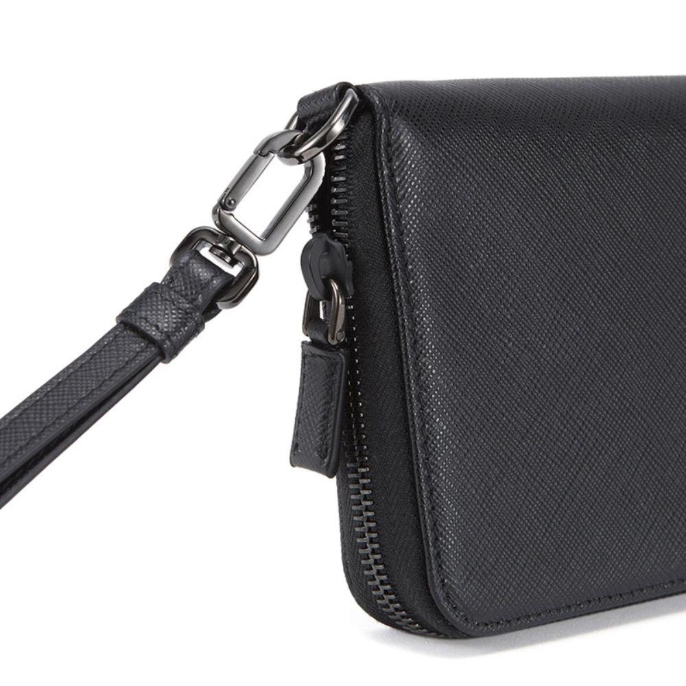 Prada Black Saffiano Leather Wallet Wristlet 2ML028