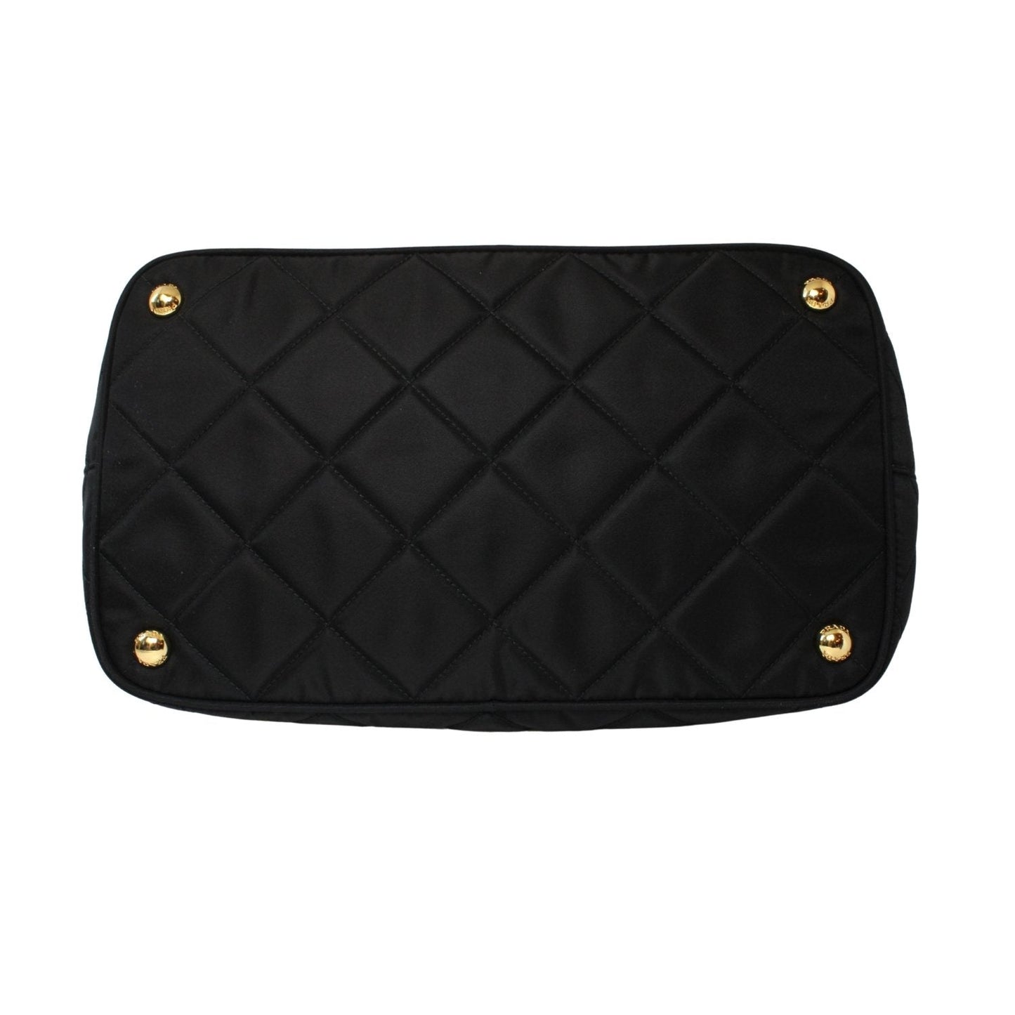 Prada Black Tessuto Nylon Gold Chain Quilted Convertible Tote Bag 1BG740