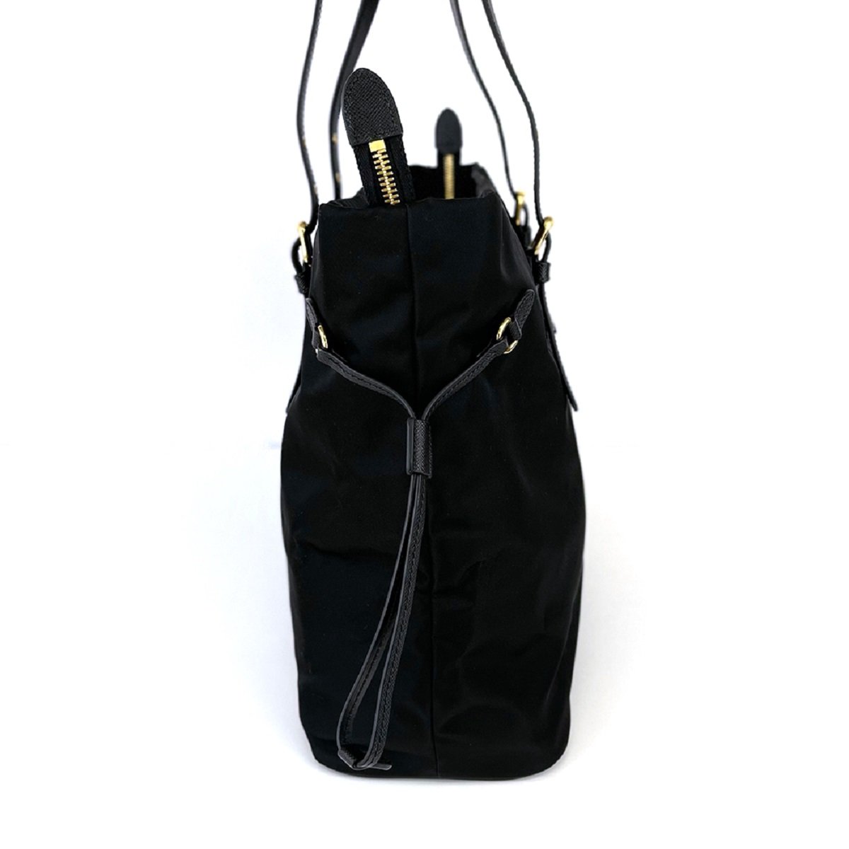 Prada Black Tessuto Nylon Saffiano Leather Shopping Tote 1BG292