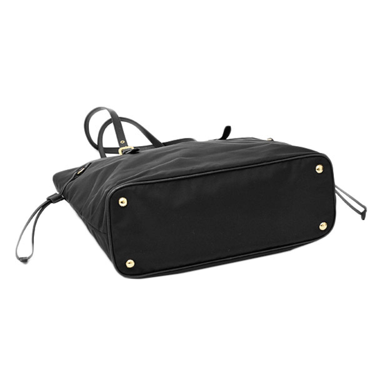 Prada Black Tessuto Nylon Saffiano Leather Shopping Tote 1BG292