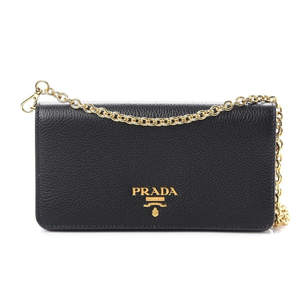 Prada Black Vitello Daino Leather Mini Crossbody Handbag 1DH044