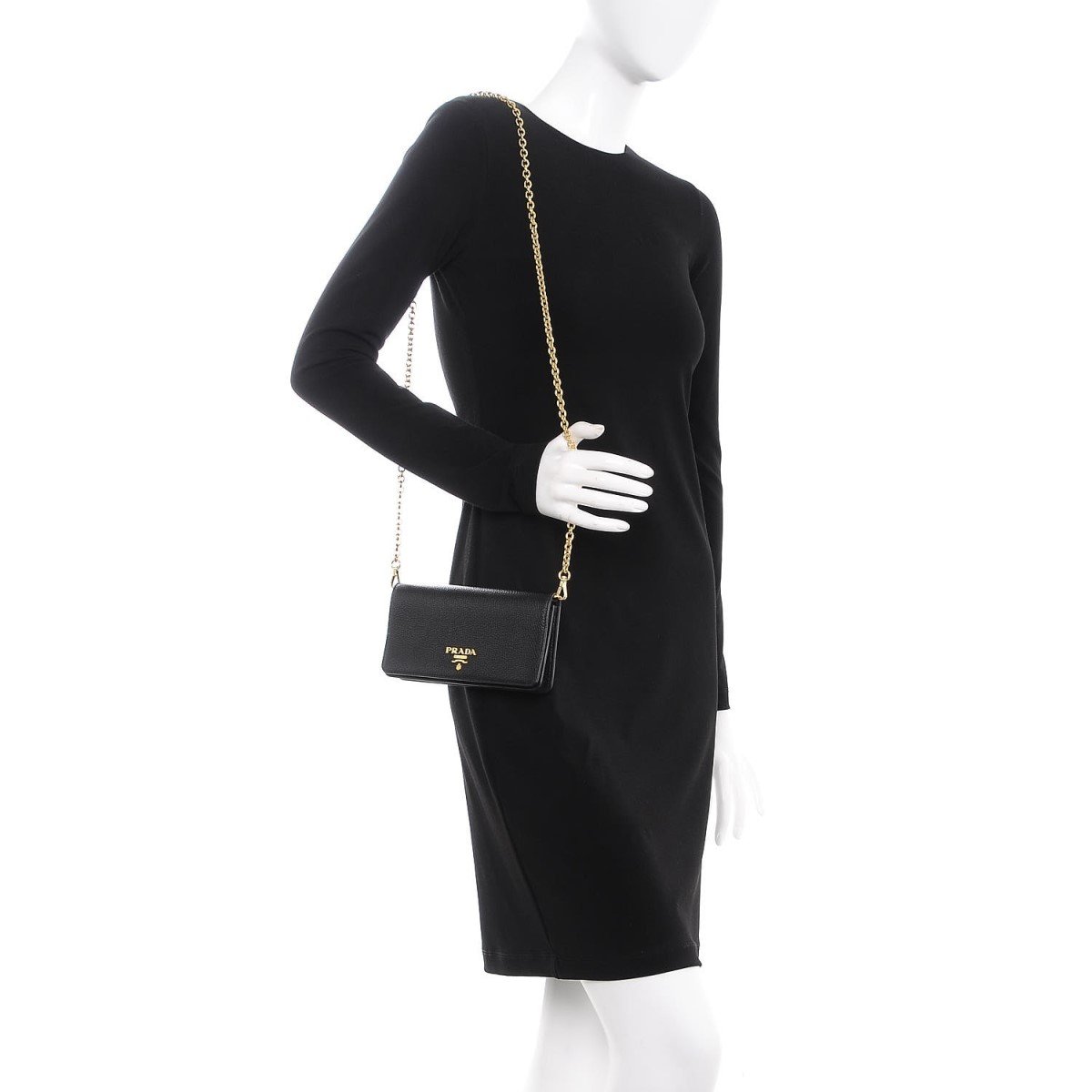Prada Black Vitello Daino Leather Mini Crossbody Handbag 1DH044