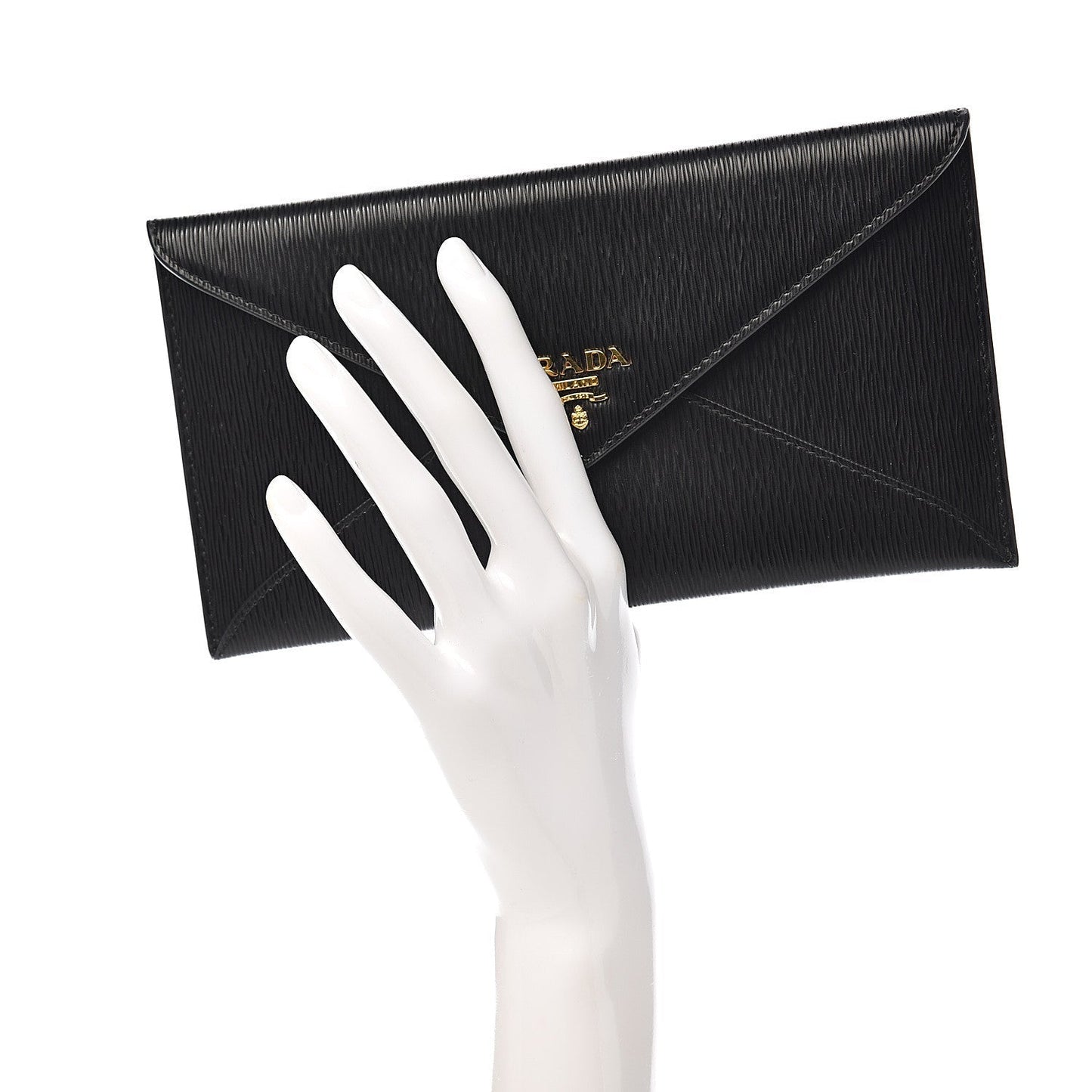 Prada Black Vitello Move Leather Long Envelope Wallet
